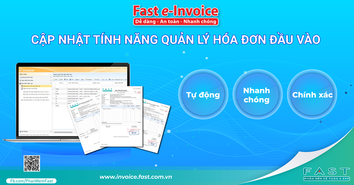 Fast e-Invoice cập nhật tính năng quản lý hóa đơn đầu vào