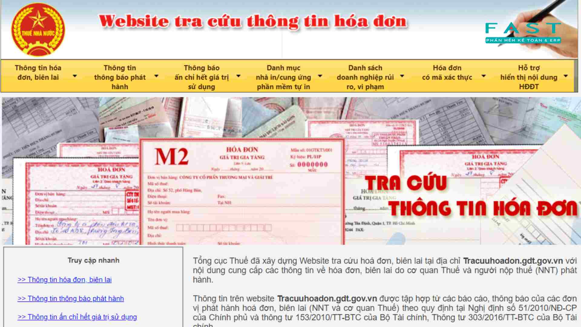 Tra cứu hóa đơn điện tử trên trang web của Tổng cục Thuế