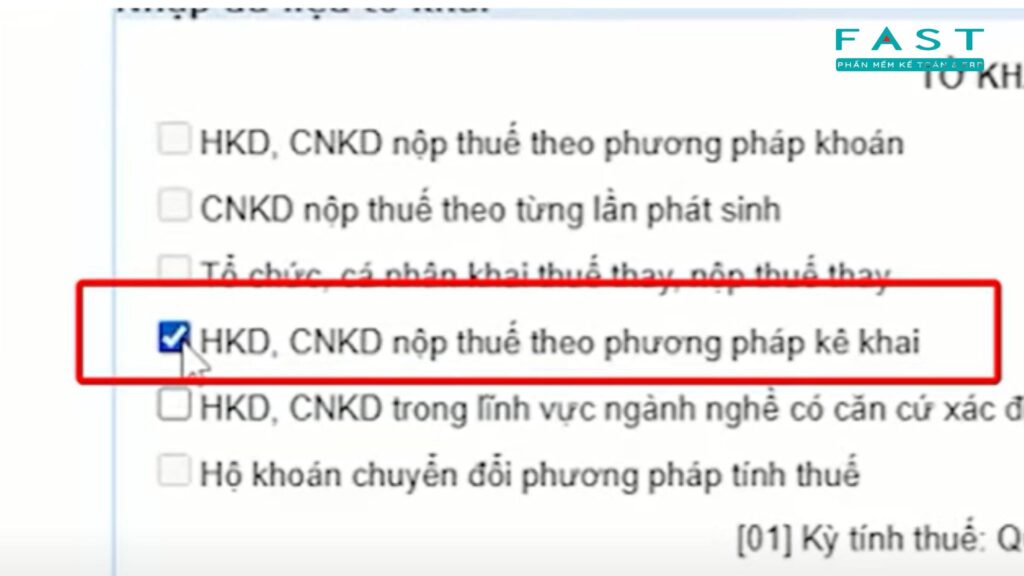 Chọn mẫu tờ khai phù hợp
