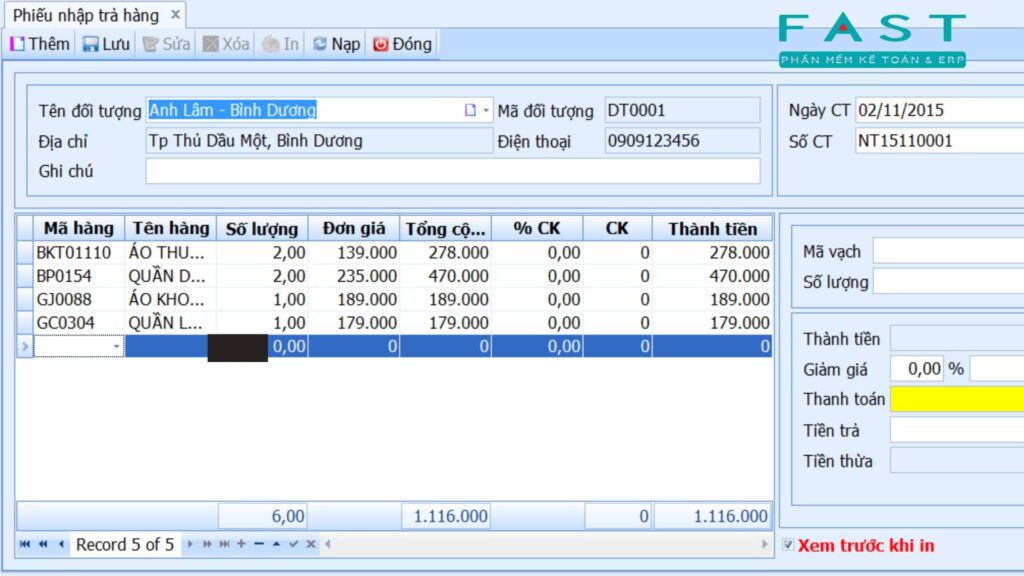 Phần mềm bán hàng siêu thị Fast Business Online