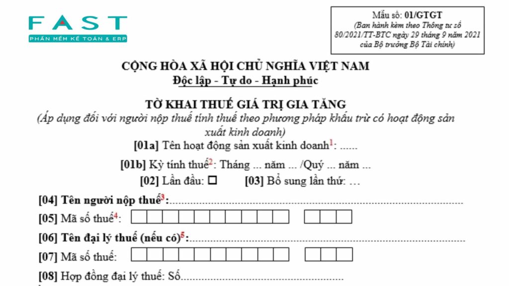Lập tờ khai thuế GTGT