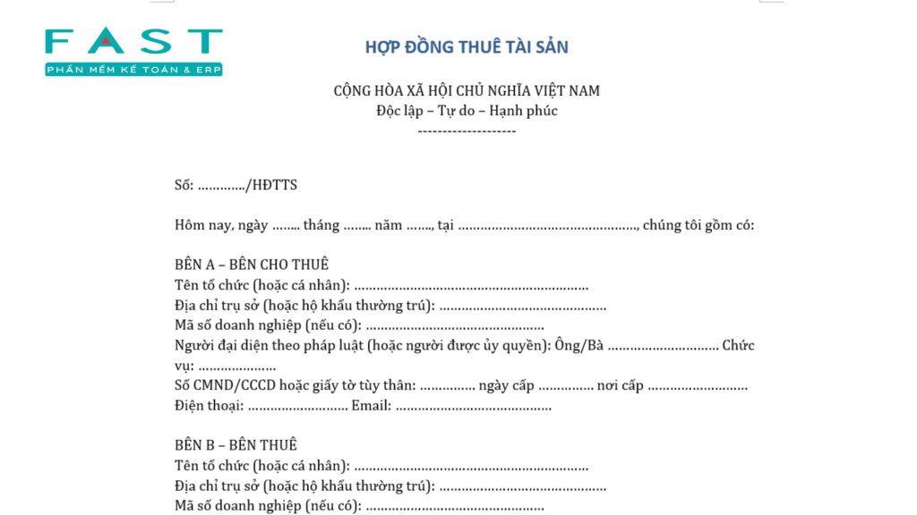 Hợp đồng thuê tài sản