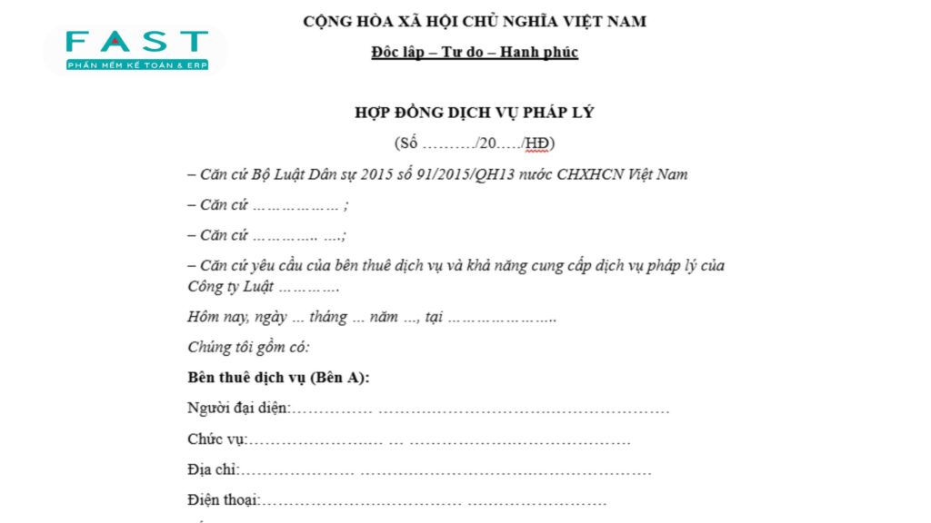 hợp đồng dịch vụ pháp lý