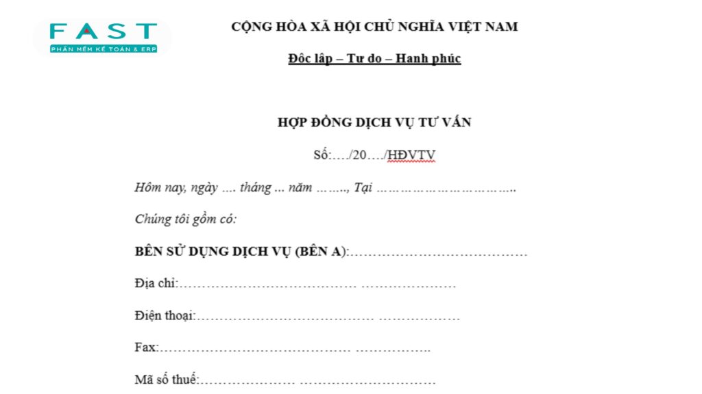 hợp đồng dịch vụ tư vấn
