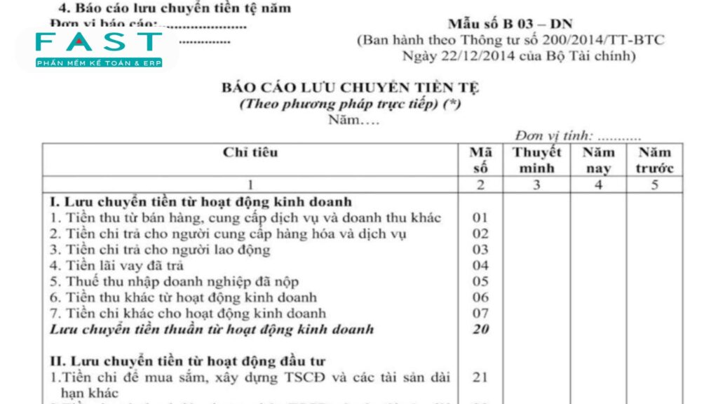 cách đọc báo cáo lưu chuyển tiền tệ 