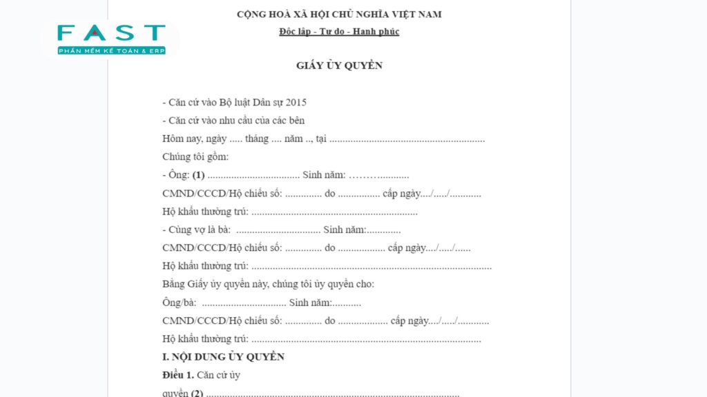 mẫu giấy uỷ quyền cá nhân cho cá nhân