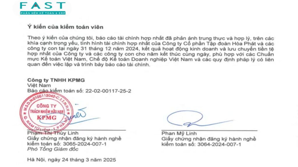 ý kiến của kiểm toán viên