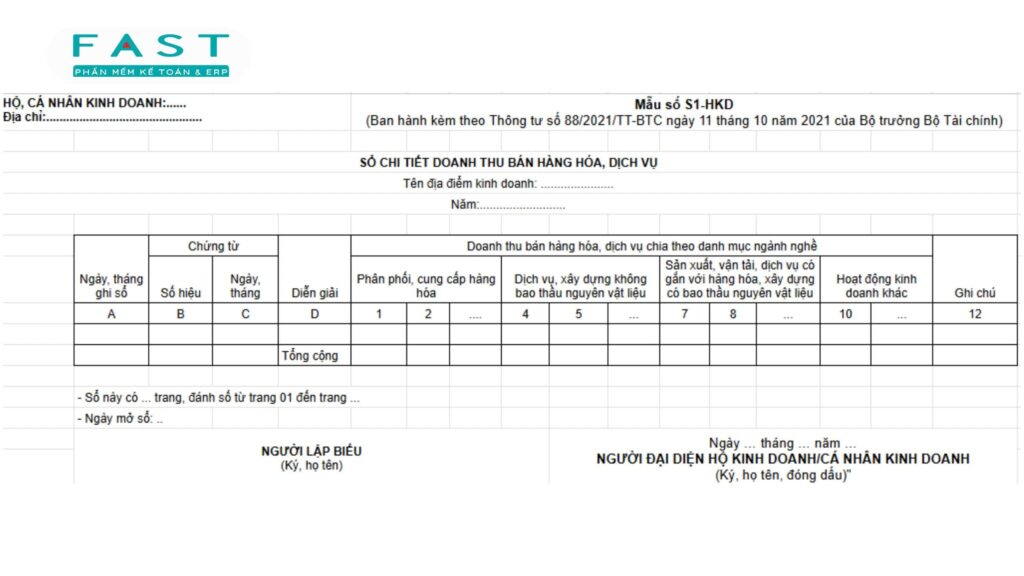 sổ chi tiết doanh thu bán hàng