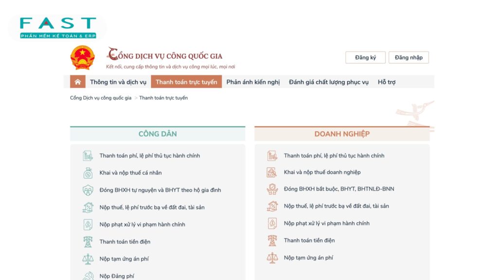 Kê khai qua Cổng Dịch vụ công Quốc gia