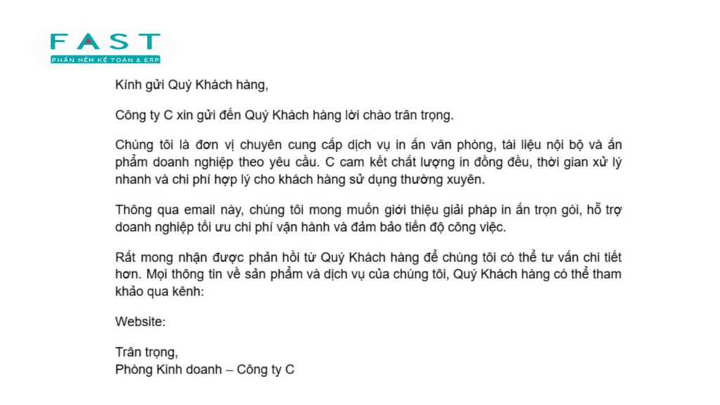 Mẫu thư chào hàng qua email
