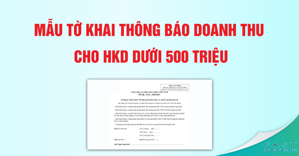 Mẫu tờ khai thông báo doanh thu cho hộ kinh doanh dưới 500 triệu