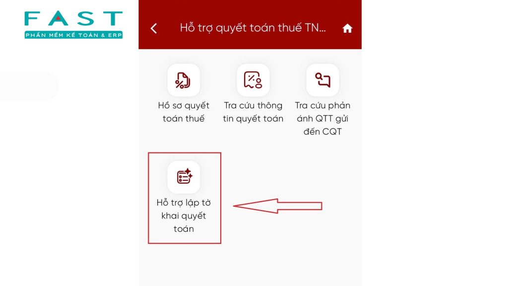chọn mục hồ sơ quyết toán thuế