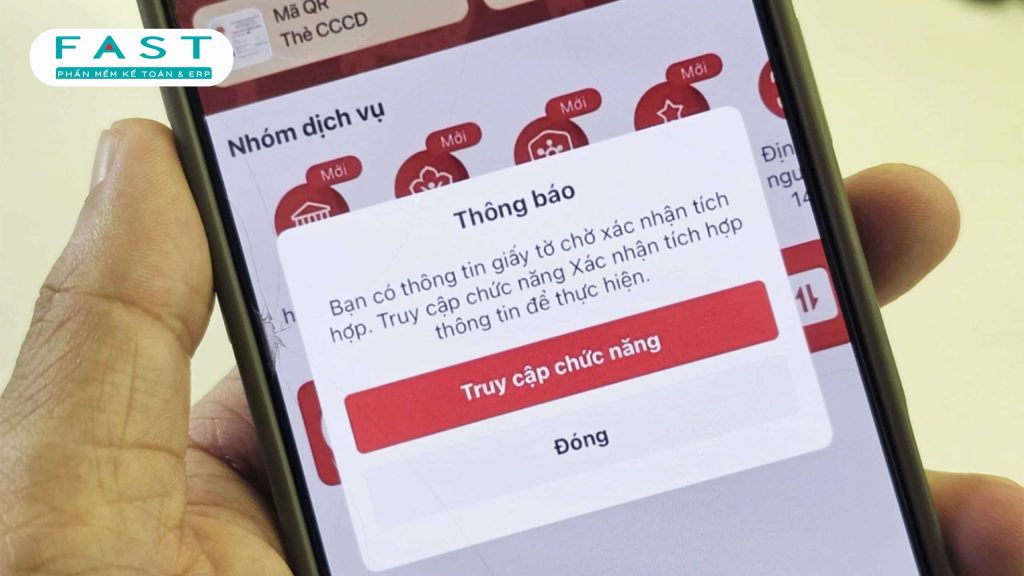 bước truy cập chức năng xác thực trên vnied