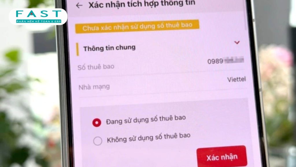 lựa chọn mục xác nhận thông tin số điện thoại 