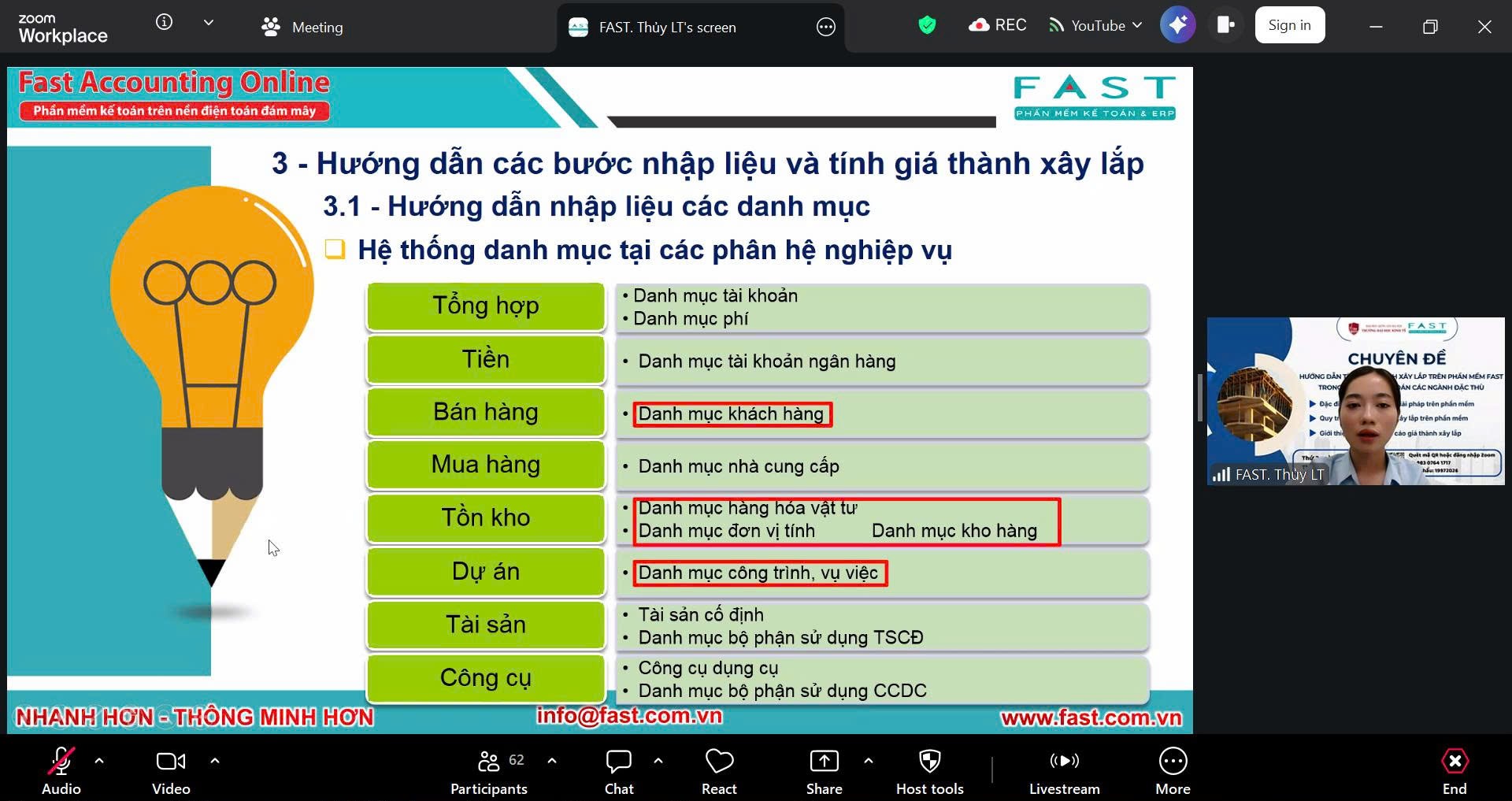 FAST tổ chức chuyên đề nghiệp vụ kế toán tại UEB