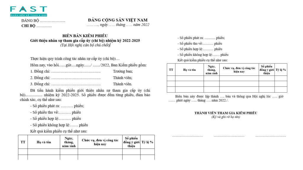 Mẫu biên bản kiểm phiếu giới thiệu nhân sự