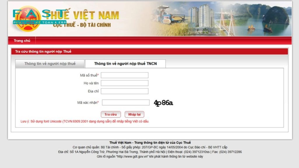 tra cứu tình trạng mã số thuế